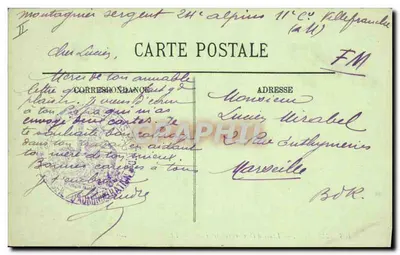 Bilhete postal antigo Árvore Menton Estudo de oliveiras Contraluz — Verso