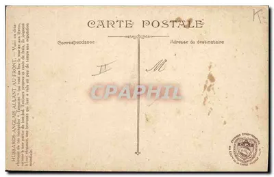 Hussardas Inglesas indo para a frente — Edição La Carte Postale, n° LUAC — Verso
