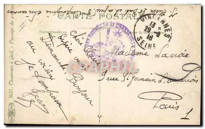 Passagem do portique — Chasseurs à pied — L.V. & Cie — Verso
