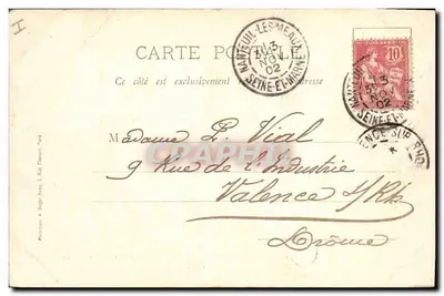 Bilhete postal antigo Cinema Couilly Villa dos Artistas Dramáticos em Pont aux Dames Fachada sobre o parque — Verso