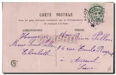 Oiseaux et fleurs — Carte d'anniversaire ornée de hirondelles, de myosotis et de roses — éditeur C. A. Paris — Verso
