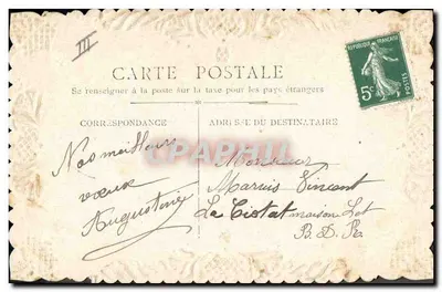 Mazzo di rose — Buon Anno — Cartolina postale francese — Verso