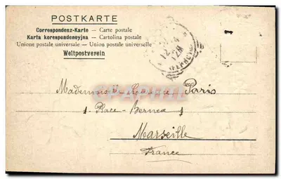 Niebieskie i fioletowe kwiaty — Serdeczne życzenia — Genewa, 18/12/1904 — Rewers
