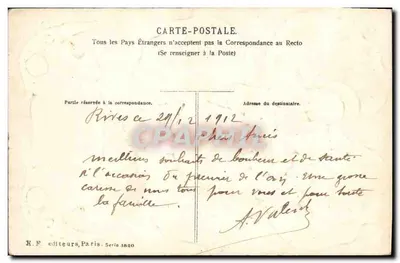 Niños sobre hoja de trébol — Amistad Sincera — R.F. editores, París, Serie 1820 — Reverso