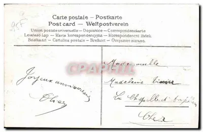 Kozioł kwitnący z ptakami — Serdeczne życzenia — Republika Francuska 5c — Rewers