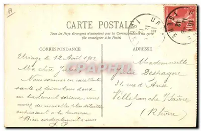 Uriage-les-Bains — Tenisowy kort i Zamek — E.R. — n°1332 — Rewers