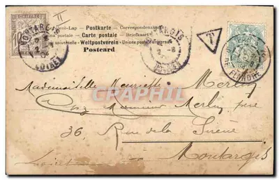 Femme en robe antique tenant un bouquet — scène de jardin avec enfant — éditeur 'Carte postale - Correspondenzkarte' (verso) — Verso