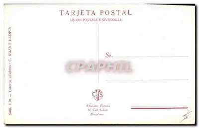 Torero z bykiem — "Una Rebolera" — Gallo, wydanie Victoriano Coll Salièti, nr 1130 — Rewers