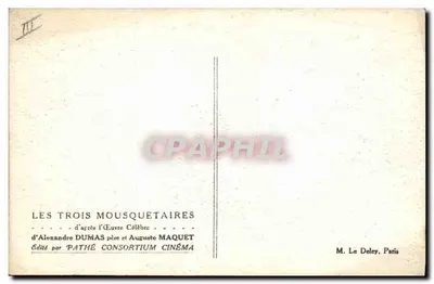 Üç Kılıçlılar — Alexandre Dumas Baba ve Auguste Maquet'ın Ünlü Eserinden — Pathé Consortium Cinéma Tarafından Yaygınlaştırılmış — Arka yüz