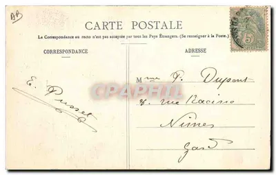 Bressane — mulher em traje tradicional com cachorro — Imp. J.-A. Durand, rue du Pont, Mâcon — Verso