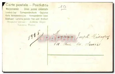 Avril ramène le Printemps — carte ornée de violettes et d'une étoile avec paysage — éditeur Carte postale — Postkarte (verso) — Verso