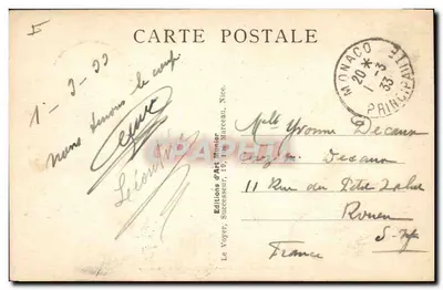 Monte-Carlo — Die Gärten des Casinos — Éditions d'Art Munier, n° 336 — Rückseite