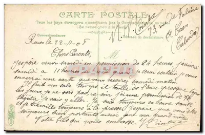 Infanterie — Départ de permissionnaires — L.V. & Cie — Verso