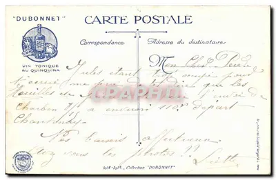 Wigilia Bożego Narodzenia na froncie — żołnierze przygotowujący kurczaki — wydawca Dubonnet — Rewers