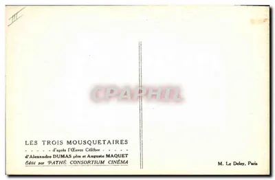 Os Três Mosqueteiros — cena de ação — Cliché Pathé — Verso