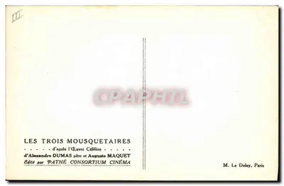Os Três Mousquetaires — cena teatral — editado pela Pathé Consortium Cinéma — Verso