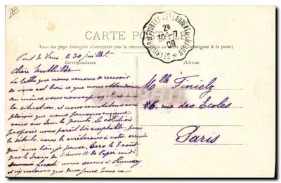 Kobieta w stroju tradycyjnym — Bressane (Stary stroj z okolic Pont-de-Vaux) — Fot. Gambin Fils aîné, Pont-de-Vaux — Rewers