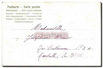 Ptaki na paletce — dekor kwiatowy i wstążka — wydawca nieznany — Rewers