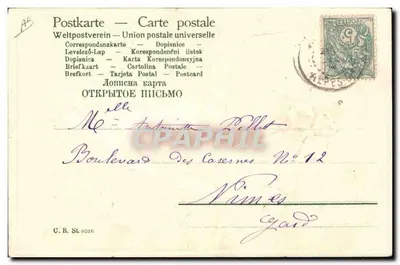 Kobieta siedząca na liściach trawy — Wesołych Świąt 1904 — Hommari — Rewers