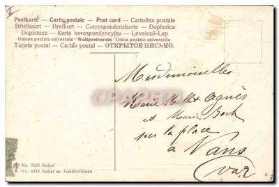 Kwitki błękitnego bzu — Karta pocztowa — Relief m. Goldtiefdruck, n° 5335 — Rewers