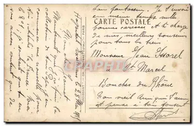 A. Fallières — portrait avec ballons dirigeables et pied géant — éditeur CROISSANT n°3739 — Verso