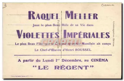 Violettes Impériales — Raquel Meller — Kino Le Régent — Rewers