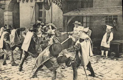 Os Três Mosqueteiros — cena de combate — editado pela Pathé Consortium Cinéma