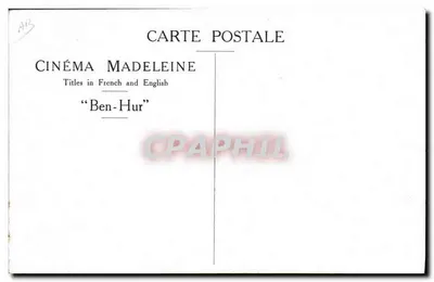 Frota romana em "Ben-Hur" — Cinema Madeleine, títulos em francês e inglês — Verso