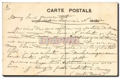 Velhos Trajes de Bresse — Convite para a dança — B. Ferrand, edit., 41 Rue Centrale, Bourg (Ain) — Verso