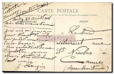Mujer en traje antiguo — Antiguos Trajes B. Ferrand, editor, 41, Rue Centrale, Bourg (Ain) — Reverso
