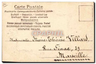 Due cervi in un paesaggio — cornice decorativa — Cartolina postale universale — Verso