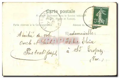 Violeiros — Aniversário — Carta postal francesa — Verso