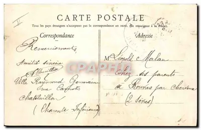 Plage de CHATELAILLON — Partie de Tennis — éditeur inconnu, n° 314 — Rewers