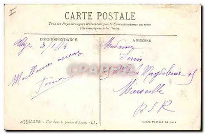 Argélia — Jardim de Ensaios — vista sob um grande figueiro — Carte Postale de Luxe — Verso