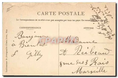 Carnaval de Nice 1909 — Char de la Belle Meunière — Zbudowany przez Sidro i Lunghi — Wydawnictwo Giletta, Nice — Rewers