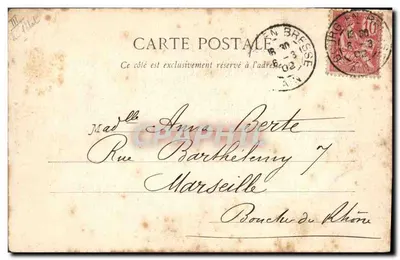 Tarjeta postal antigua Folklore Granja de Bresse Gallinas — Reverso