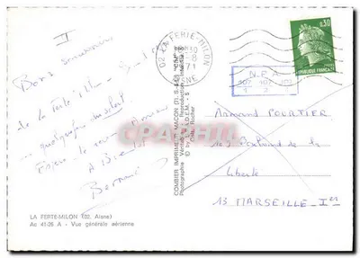 La Ferté-Milon — Vue générale aérienne — Combiér Imprimeur, Macon — Verso