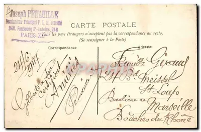 Destruição em uma floresta — Efeitos terríveis do ciclone do dia 16 de junho de 1908 — editor G. Ragué, n° 52 — Verso