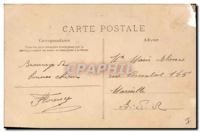 Le Muguet — jeune femme souriante avec muguet dans les cheveux et à la poitrine — M.F. ARMS — Verso