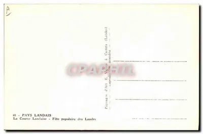 Course Landaise — Festa popular das Landas — Editor E. Vignes, n°41 — Verso