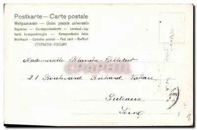 Białe gołębie i kwiaty zapomnienia — Marcelle — seria 176 — Rewers