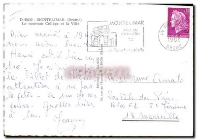Montélimar — O novo Colégio e a Cidade — Edições J. Cellard — Verso