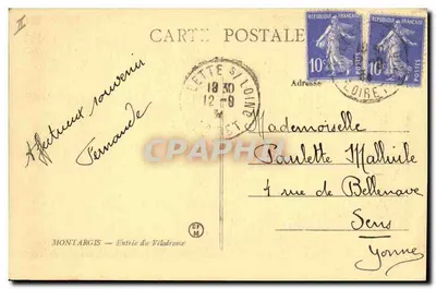 Montargis — Entrada do Vildrome — editor CFM — Verso