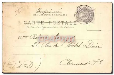 Bilhete postal antigo Farol Le Treport Barco — Verso