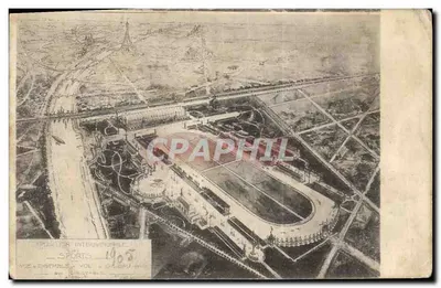Exposition Internationale des Sports — Vue aérienne du stade et du circuit — Éditeur : R. DUBABLE