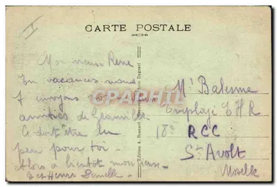 Bilhete postal antigo Castelo de água Granville O cassino — Verso