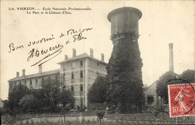 Vierzon — Escola Nacional Profissional, O Parque e o Castelo de Água — Editor Desconhecido, n° 516
