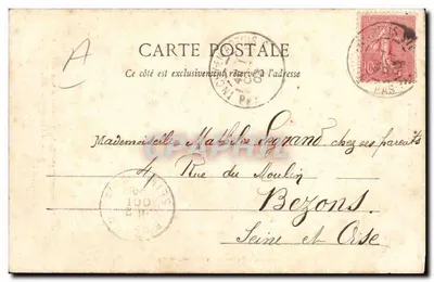 Pierrot Advogado — cena cômica com jovem moça — Edição Phototypie A. Bergeret et Cie, Nancy, n°10 — Verso