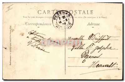 Bilhete postal antigo Arbre Saint Raphael Vista geral Carvalho Liège — Verso
