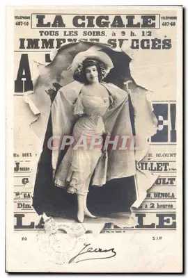 Aufführung 'La Cigale' — Theaterplakat mit Foto von Jeanne Gaillard — Verlag H. Blount, Nr. 20